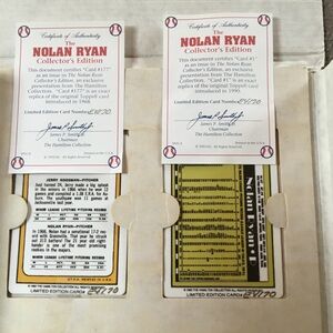 Nolan Ryan Collector's Edition Trading Cards - Black and Gold